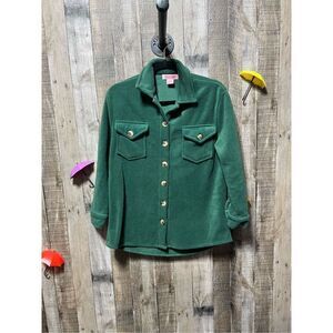 Coco & Shay Green Fleece Shacket Shirt Jacket